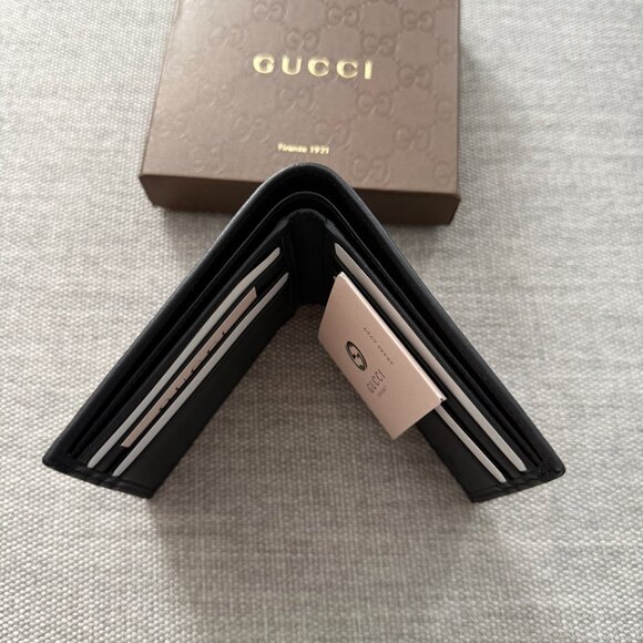 New Gucci Bifold Black Guccissima Leather Bifold Wallet - Picture 5 of 9